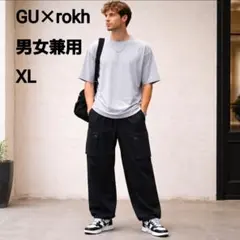 【未使用級】GU×rokh ジーユー カーゴパンツ 黒 ブラック 男女兼用 XL