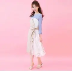 ウィルセレクション　ワンピース　レース　ブラウン　ウエストマーク　Aラインのサムネイル