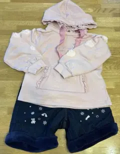 メゾピアノ トレーナー＆裏起毛ハーフパンツ140cm