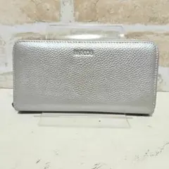 ★BARCOS【バルコス】シボ革 ラウンド長財布 シルバーグレー 収納多い 新品