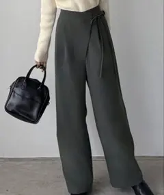 callautia 薄手ラップリボンスラックスパンツ