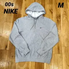 00s　NIKE ナイキ プルオーバー パーカー M グレー ワンポイント刺繍