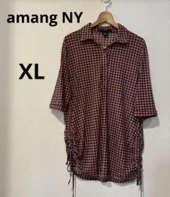 amang NY 【XL】 チェック柄 五分袖シャツ 大きいサイズ