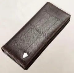 メンズ長財布 　パスケース付　カード入れ14個　ブラウン　人気　薄型　化粧箱付き