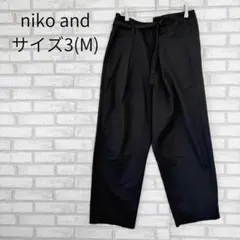 ニコアンド　オールフィットアジャストパンツ 黒　M ワイドパンツ　ウエストベルト