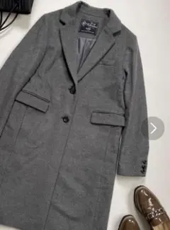 スローブイエナ　チェスターコート　ダークグレー　シングル　ウール　カシミヤ