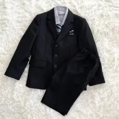 レディフレディ フォーマルスーツ5点セット 黒 ブラック ストライプ120