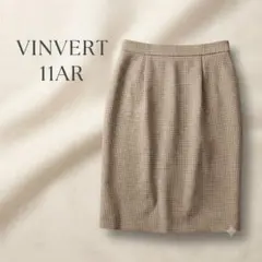 VINVERT三陽商会 ウール高級スカート11号Lベージュ チェック柄　11ARのサムネイル