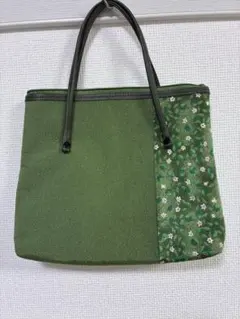 和風　ハンドバッグ　きもの　浴衣　着物　緑　花柄　お祭り