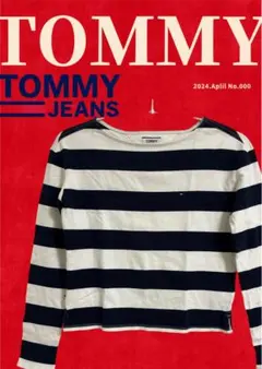TOMMY JEANS ボーダー柄　ロンT XS トミー 腕袖シミあり