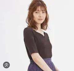 GU リブハートネックT 五分袖