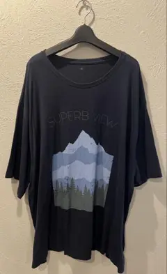 [美品]大きいサイズ 8L アズプランニング ネイビー系 Tシャツ(綿100%)