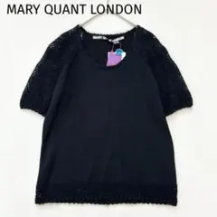 【マリークワント】半袖カットソー　M　新品　ウール・モヘヤ混　レース編み　黒のサムネイル
