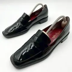 ギンザカネマツ コインローファー 24.5 エナメル ブラック Y1554