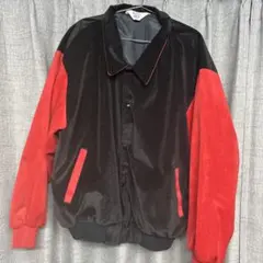 古着 ベロアジャケット 黒/赤