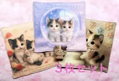 ハンドメイド　猫柄　ガーゼハンカチ３枚セット 三毛