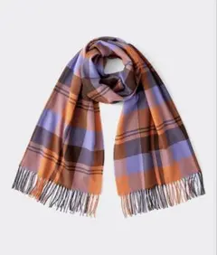 GU スタイルヒートストール　マフラー　フリンジ　オレンジ　チェック