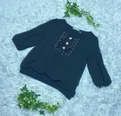 ★美品・ゆったり★ After All アフターオール　ブラウス　長袖　M 黒のサムネイル