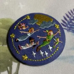 ディズニー　刺繍缶バッジ　ビスケット　ピーターパン