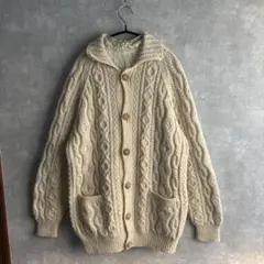 古着　ヴィンテージ レトロ　襟付きケーブル編みニット　used ビンテージ　希少