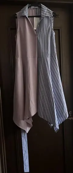CECIL McBEE ストライプ アシメ ノースリーブ ワンピース