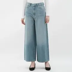 【USED】GU ワイドジーンズ ワイドデニム ライトブルー S 324957