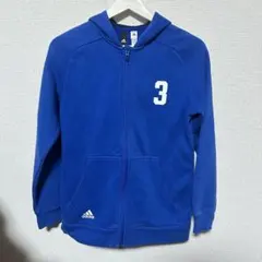 adidas フルジップパーカー ブルー　レディース　キッズ　サッカー