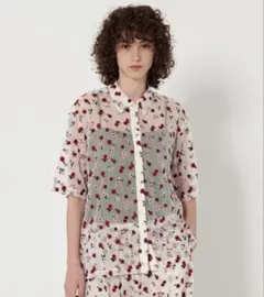 2025ss 6 ロク花柄透け感半袖シャツ