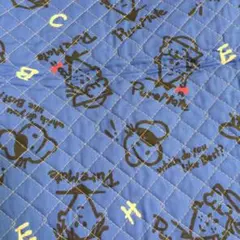 キルティング生地 青色　プリント
