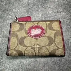 COACH コーチ コインケース シグネチャー ピンク キーリング付 IDケース