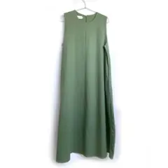 Sueeya オリーブグリーン ノースリーブ マキシロングワンピース