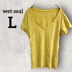 wet seal【L】 イエロー Vネック Tシャツ