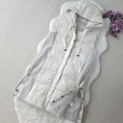 美品リンクイット bou jeloud系列 中綿ロングベスト アイボリーMサイズ