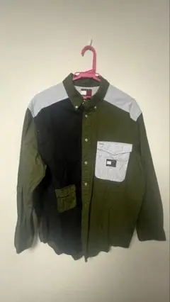 TOMMY HILFIGERパッチワーク長袖シャツ Mサイズ