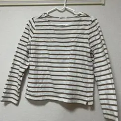 OLIVE des OLIVE ホワイト/ブラウンストライプ 長袖Tシャツ M