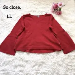 【ソークロース 】カシミヤ100% Vネック レッド LL タグ付き秋冬