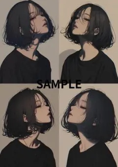 3001憂いのボブ４種ステッカー