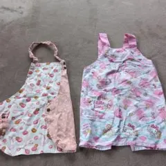 手作りエプロンキット(ハローキティハート) 製作途中 家庭科 夏休み