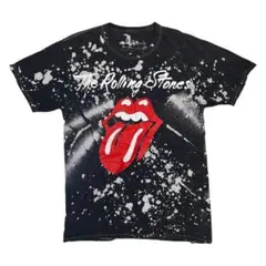 ローリングストーンズ バンドTシャツ ブリーチ加工 ベロマーク MD 黒のサムネイル
