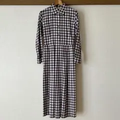 マーガレットハウエル チェック柄 長袖シャツ ロングワンピース
