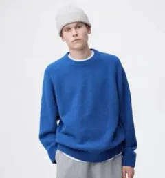 【新品】GU パフニットプルオーバー　ブルー　Mサイズ　ユニセックス
