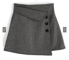 インパン裏地付ヘリンボーンアシメミニスカート[tu923]