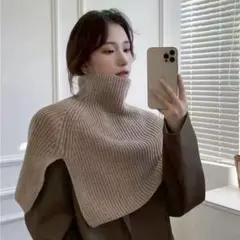 ネックウォーマー　ショルダー　マフラー　ショール　極暖　カーキ　トレンド　カーキ