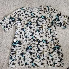 フラワープリント 半袖Tシャツ チュニック LLサイズ
