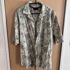 タッソエルバ 【XXL】半袖シャツ 開襟 ボタニカル柄 絹 麻 ビッグ 