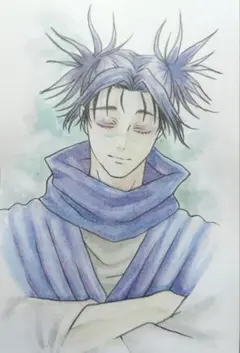 呪術廻戦　脹相　ファンアート　手描き　手描きイラスト　水彩画 一点もの　原画