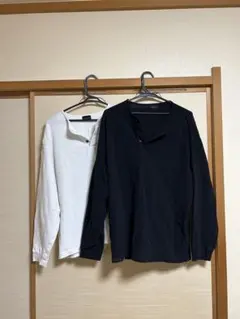 ホワイト ブラック ヘンリーネック