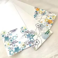 작은 하트나 향 등에도 사용할 수 있는 세 종류의 길조 일본식 봉투 [아오이]