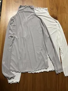 フリルタートルネックシアーシャツ 2枚セット