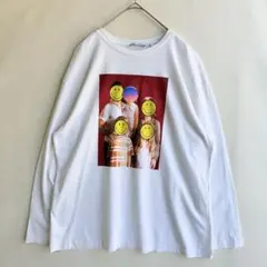 ZARA ザラ　メンズ　スマイリーフェイス　ロングTシャツ　ラブ&ピース